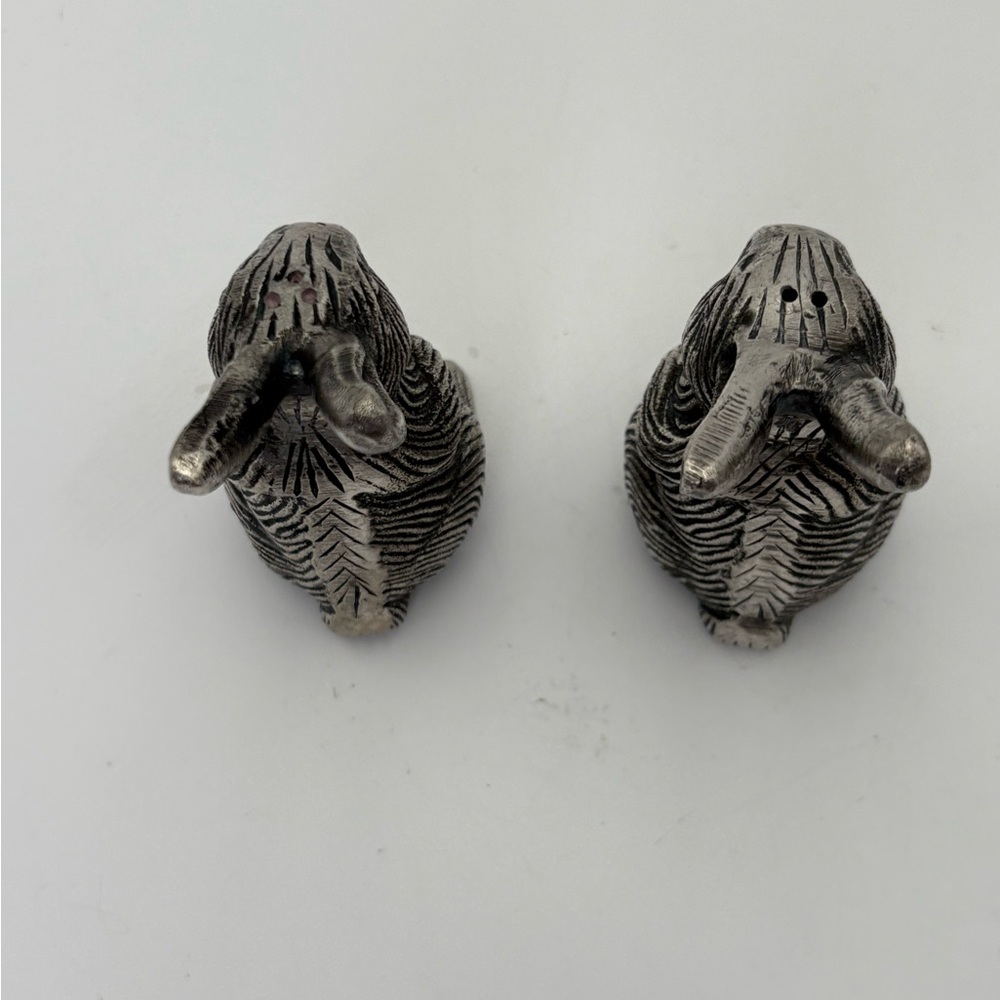 Vintage Pewter Bunny/Rabbit Salt and Pepper Shakers - Picture 6 of 11